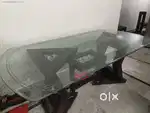 8 seater solid wood dinning table with Glass top