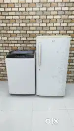 Lg white 220litres 5star rating refrigerator n Bosch less used machine
