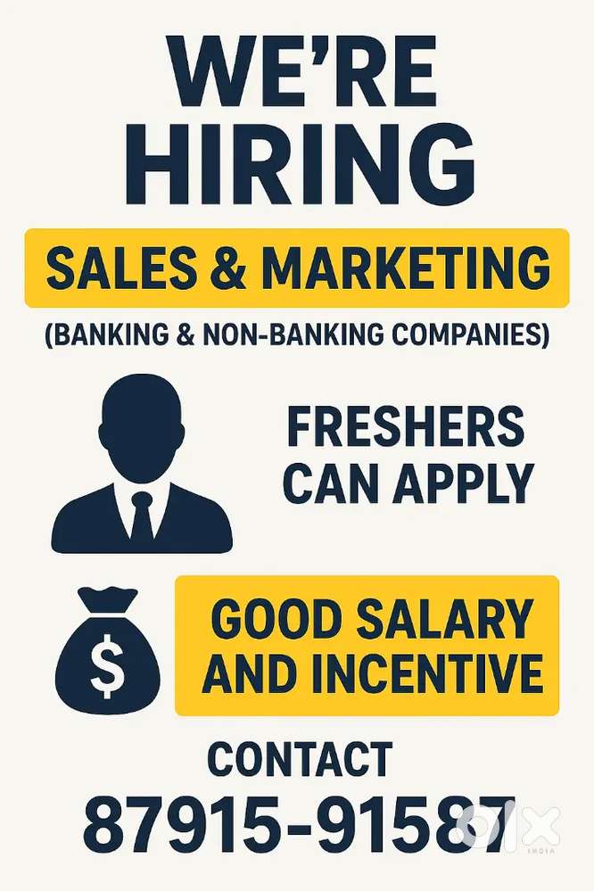 Job Vacancy in Banking & Real Estate field , Freshers can apply