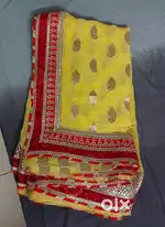 Yellow georgette saree,  in good condition