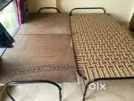 Single folding wooden bed with mattress