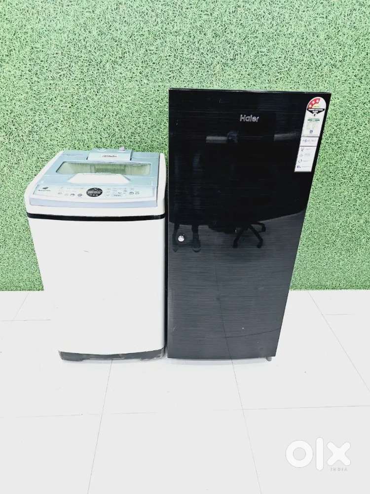 Compact Living Combo: Fridge and Washing Machine