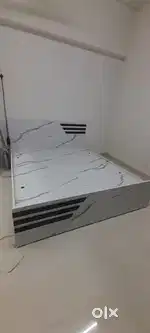 New Semi storage bed queen size marble white colour