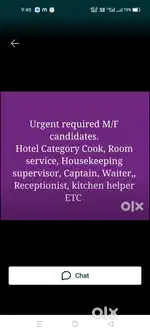 Hotel & Restaurant Job urgent required M/F candidates