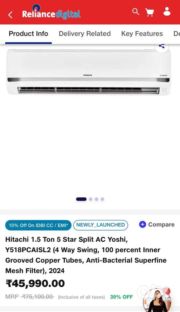 Hitachi i clean 1.5ton split AC five star in mint condition