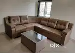 Rexine cloth L shape sofa set
