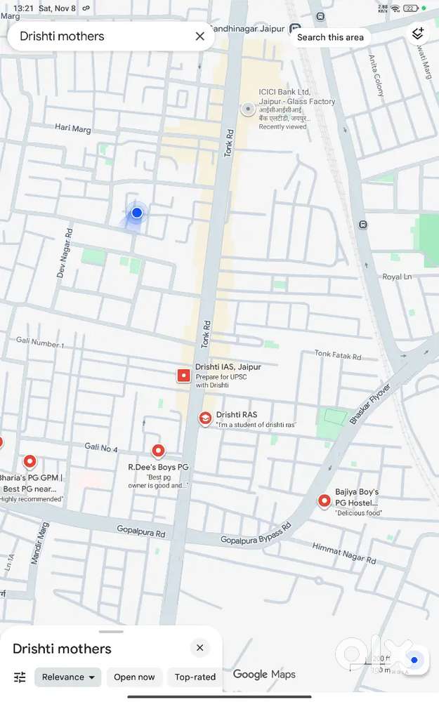 Near drishti mothers choching, gopalpura pg  for boys