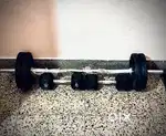 DUMBBELLS WITH CURL BAR AND PLATES