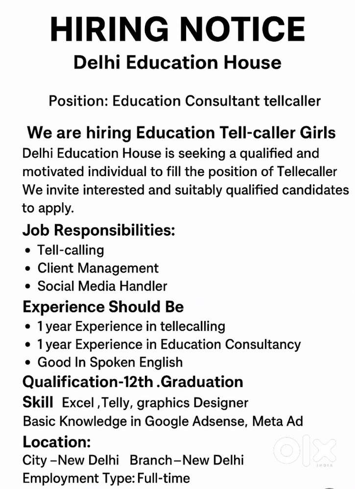 Education Counselling Job for Girls