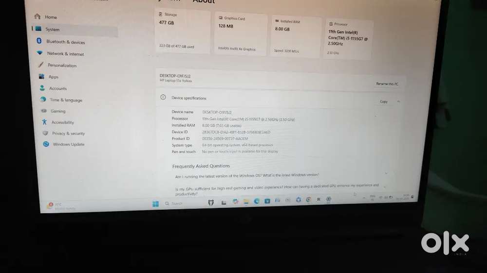 Hp intal core i5 laptop