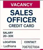Sales officer marketing job private bank with good salary
