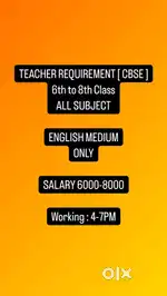 CBSE TEACHER REQUIREMENT [ Only english Medium ]