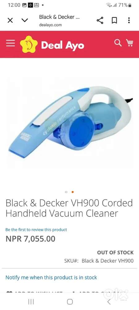 Black & Decker brand, Electric corded Vacuum Cleaner