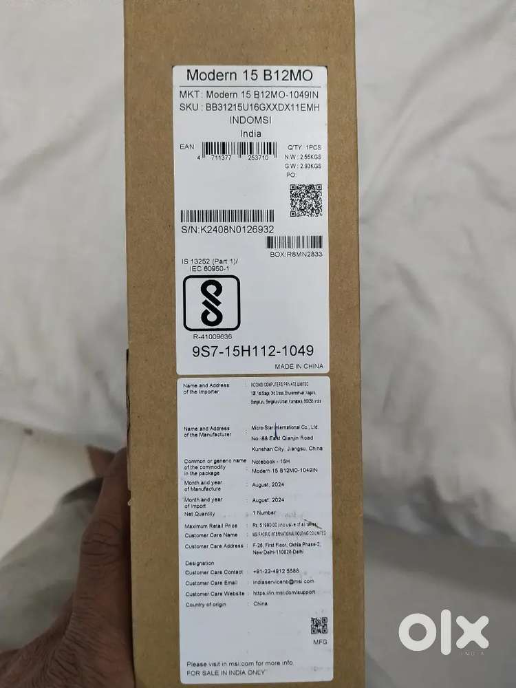 MSI LEPTOP I3 16GB 500GB only 20days old