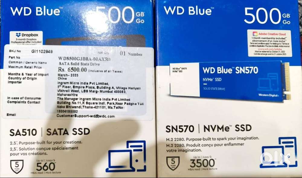 Fast NVMe: WD Blue SN570 512GB M.2 SSD (PCle 3.0) Seal Packed