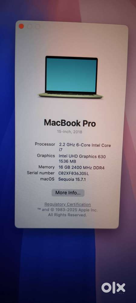Apple Macbook Pro 15 i7 2018