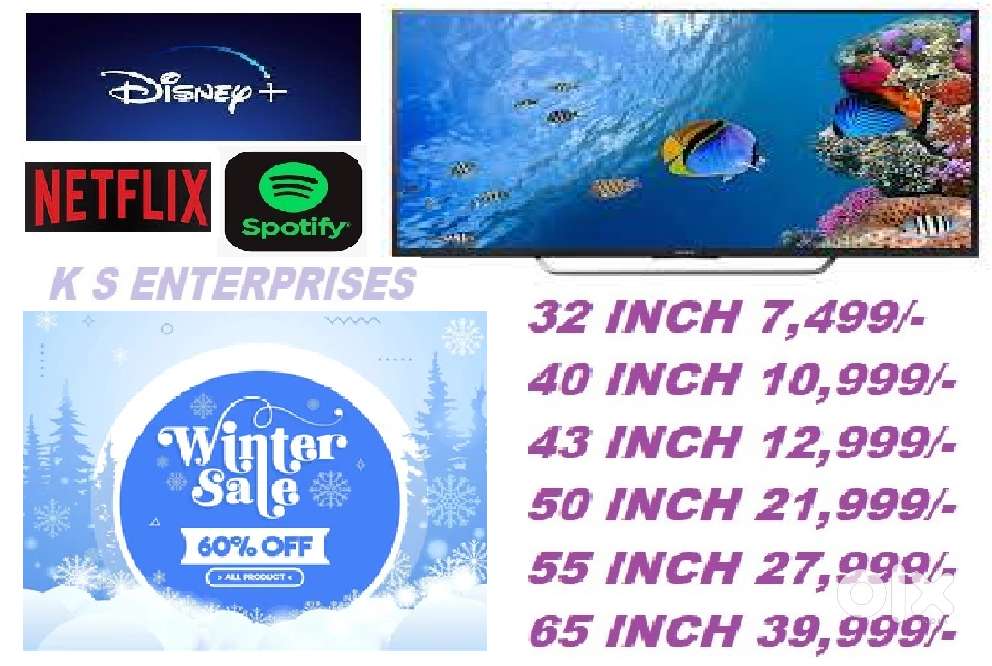 WINTER AMAZING SALEE 43 INCHES  SMART, 4K UHD LED TV IN 12,999 ONLY.