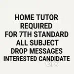 Home tutor required for 6th standard all subject.