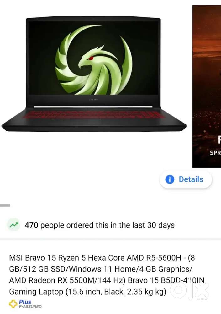 MSI Bravo 15 Ryzen 5 Hexa core AMD R5-5600H gaming laptop