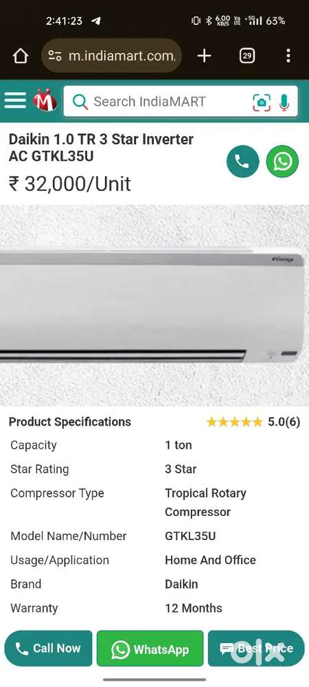 Daikin 1 ton 3 star