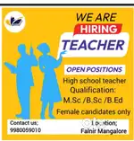 Required part time high school teacher qualification bsc / msc/ B.ed