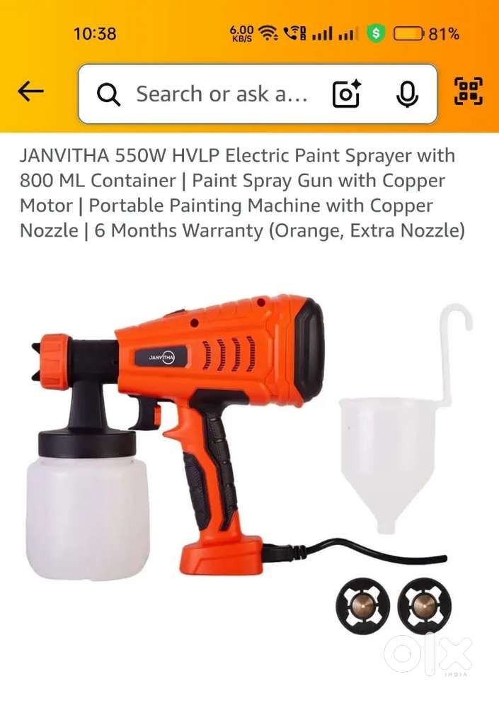JANVITHA 550W HVLP Electric paint sprayer with  800 ML Container