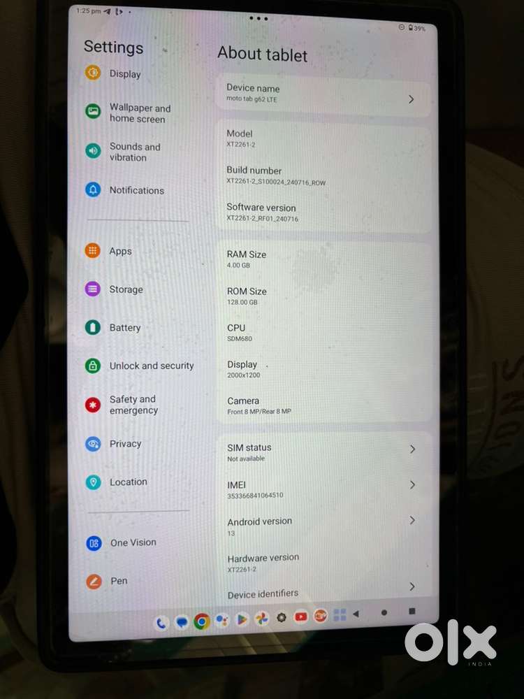 Motorola tablet G62 Lte