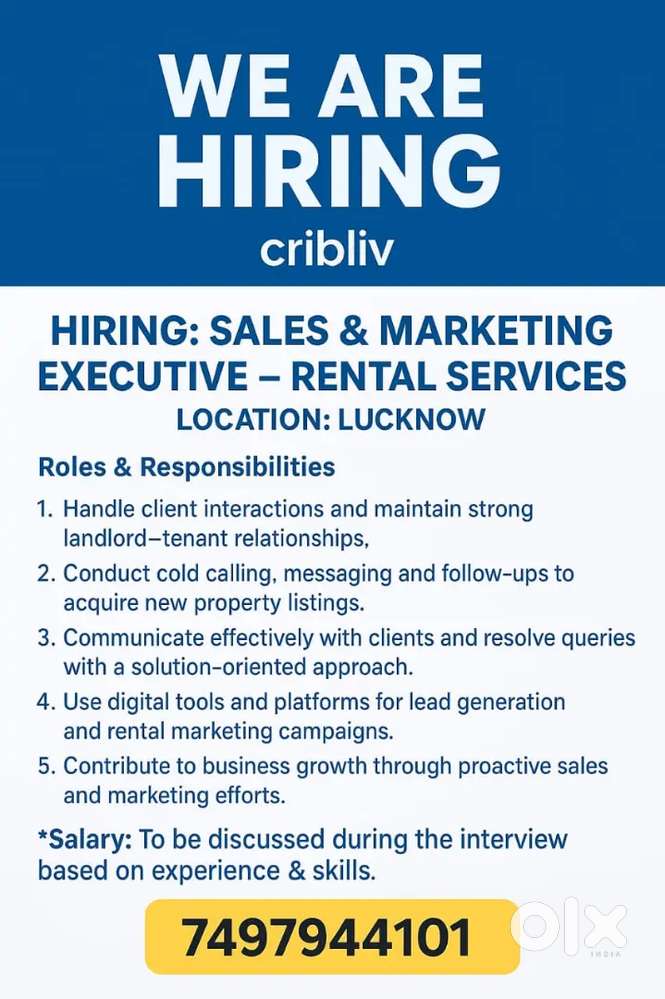 Hiring Marketing and Sales Executive