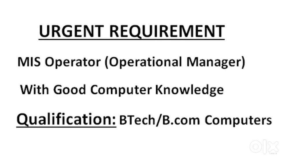 MIS operational manager with good computer knowledge