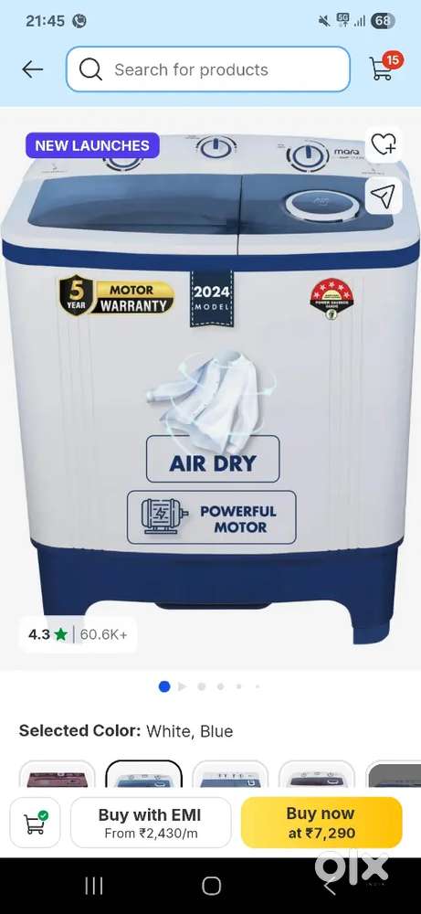 7kg washing machine Un used