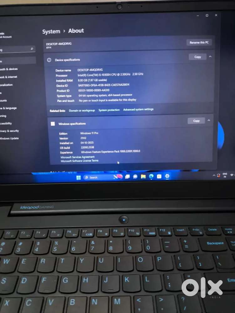 Lenovo ideapad gaming laptop (H series), i5 10th gen, 8/512gb,graphics