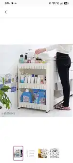 3 tier slim storage racks  trolley (white)
