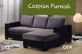 Caspian Furniture :- New L shape sofa in black & grey finish