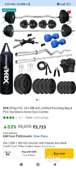50kg gym kit pvc with DreamFit 8in1 Multipurpose Fitness Bench