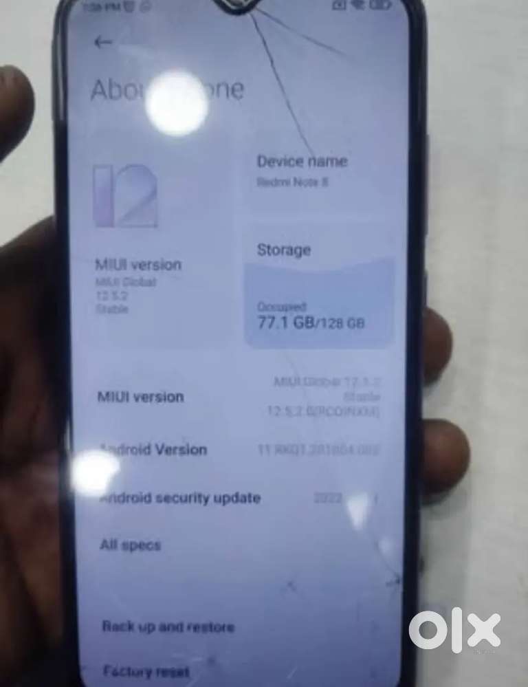 Redmi note 8 No bil box only mobile 6 gb ram 128
