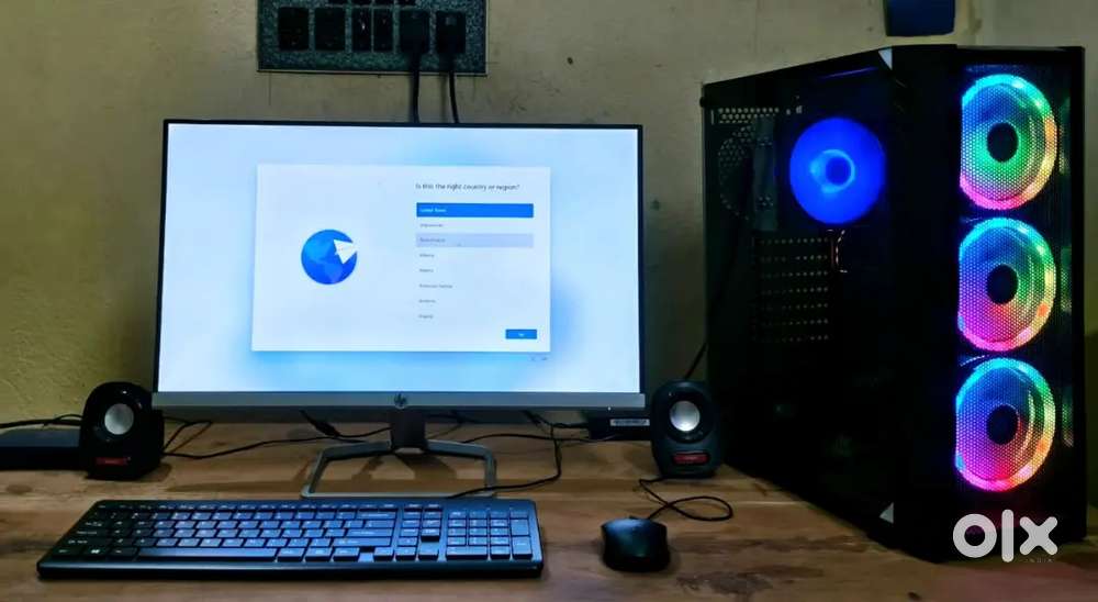 PC monitor, cabinet, keyboard, mouse, speaker