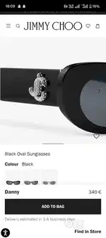 JIMMY CHO Black Oval Sunglasses colour black Danny