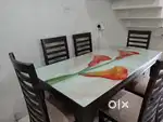 6 seater dining table with heavy tinted tuffen glass