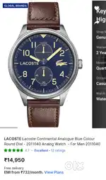 Lacoste  Continental cotin ental blue colour round dial , with box