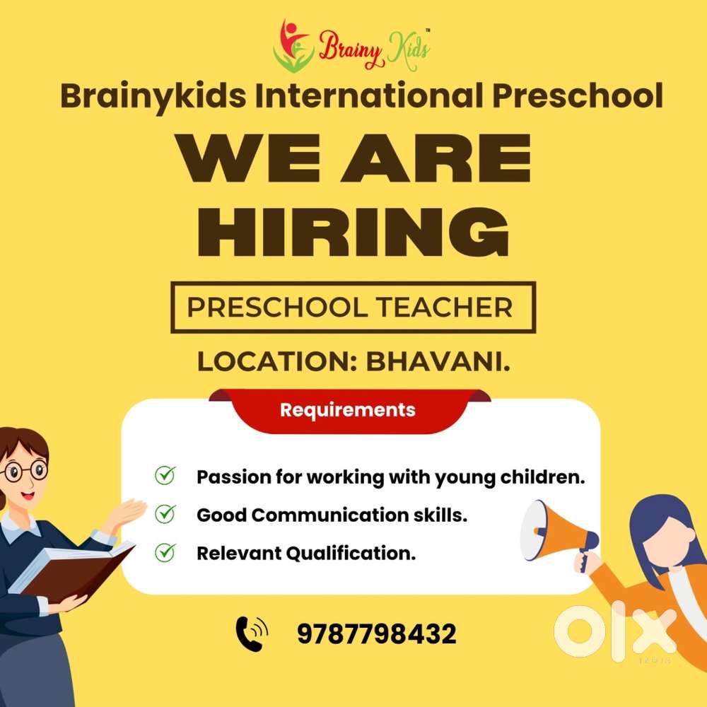 Preschool experienced teachers, nursery group handling, Montessori
