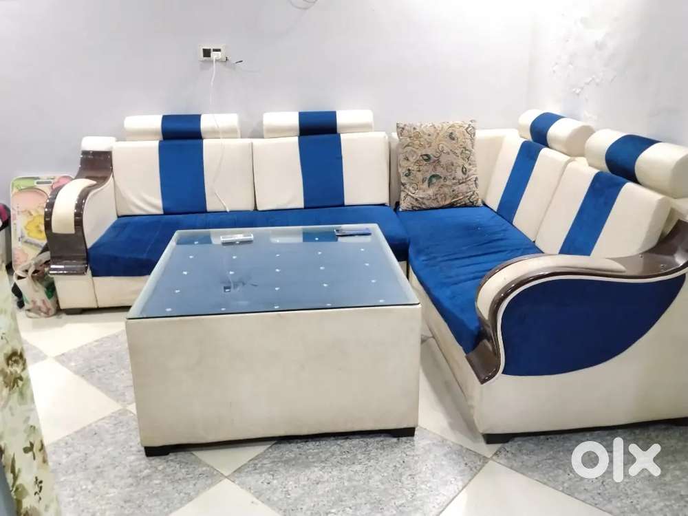 7 seater sofa set (Blue + White colour)