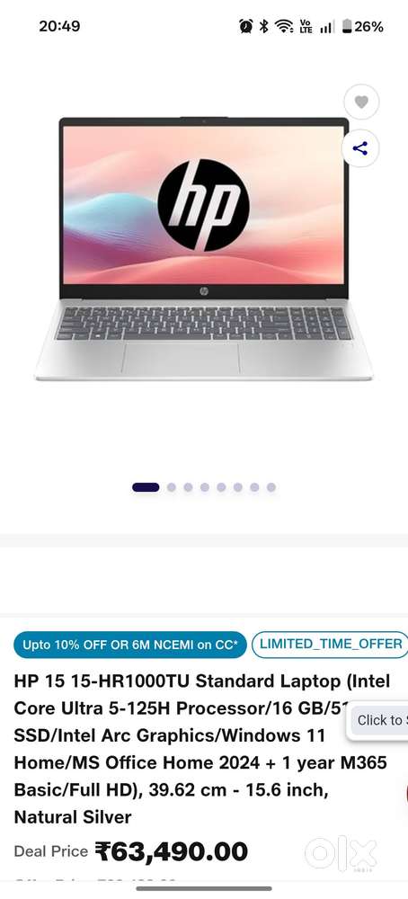 Hp 15 ultra laptop 3months old unused urgent money requirement