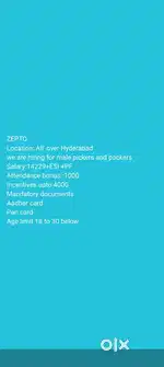 Wanted male's packing picker in Secunderabad