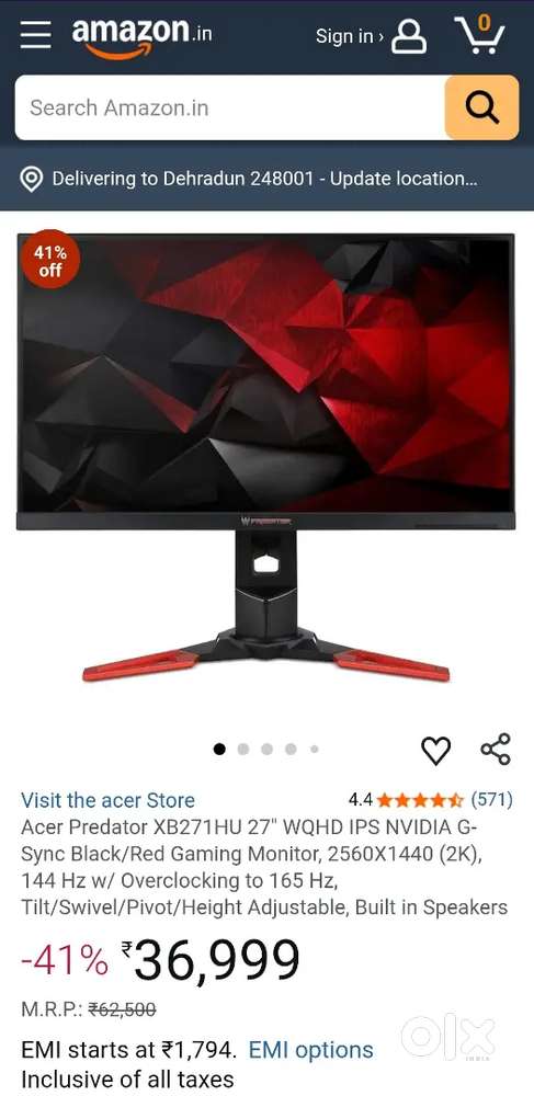 Acer Predator XB271HU 27 WQHD IPS