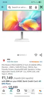 MSI 27inch 2K Monitor (MD272QXPW) Brand new