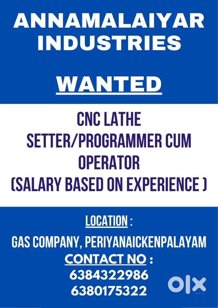 CNC lathe setter cum operator