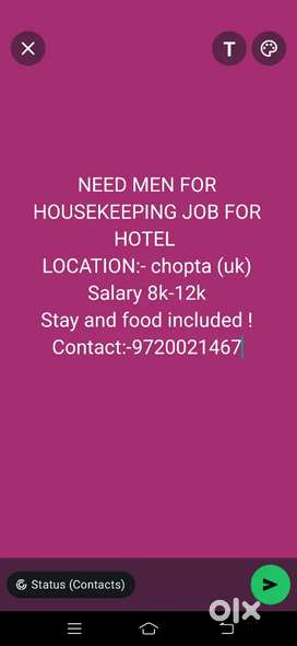 Need men for houskeeping