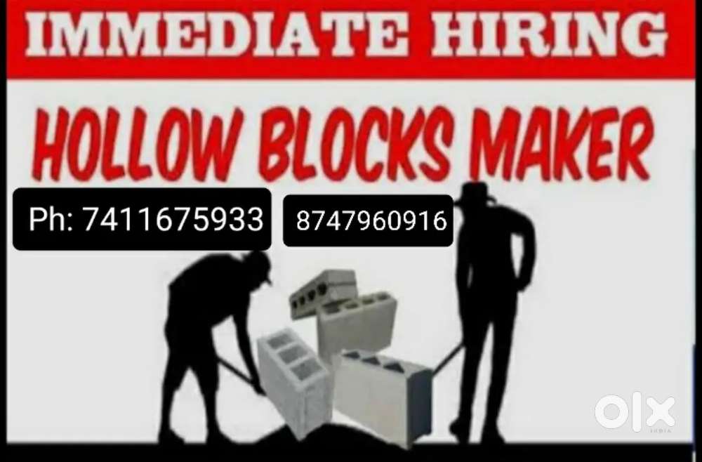Immediately required Hollow block makers