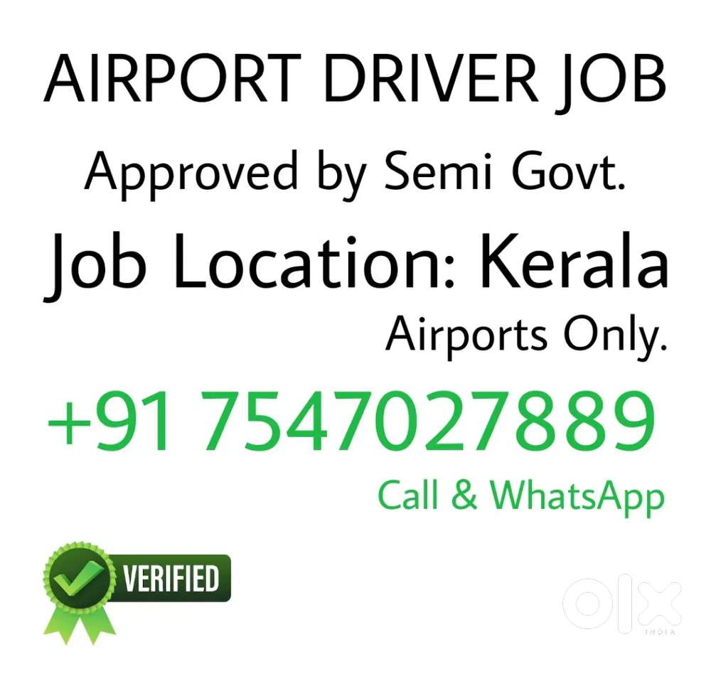Airport Driver job at all Kerala international airport.