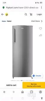 Box packed fridge haier 235 liter 2 star